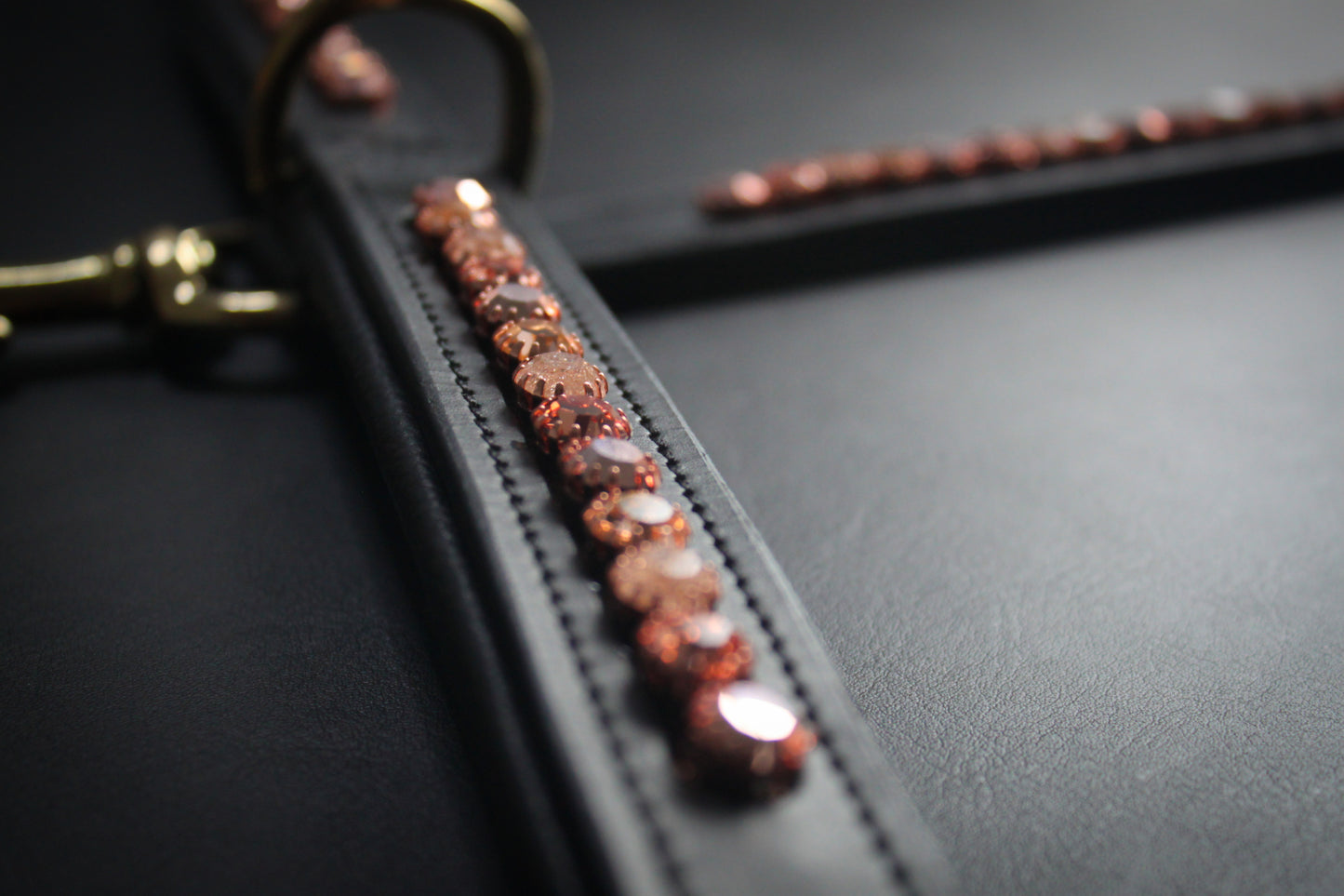 Hundehalsband Leder Rosegold Kristalle